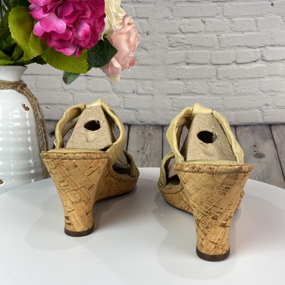 BORN Yellow Shimmer Leather Wedges - Picture 5 of 17